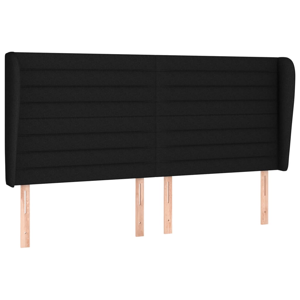 Tête de lit avec oreilles Noir 163x23x118/128 cm Tissu Têtes et pieds de lit vidaXL   