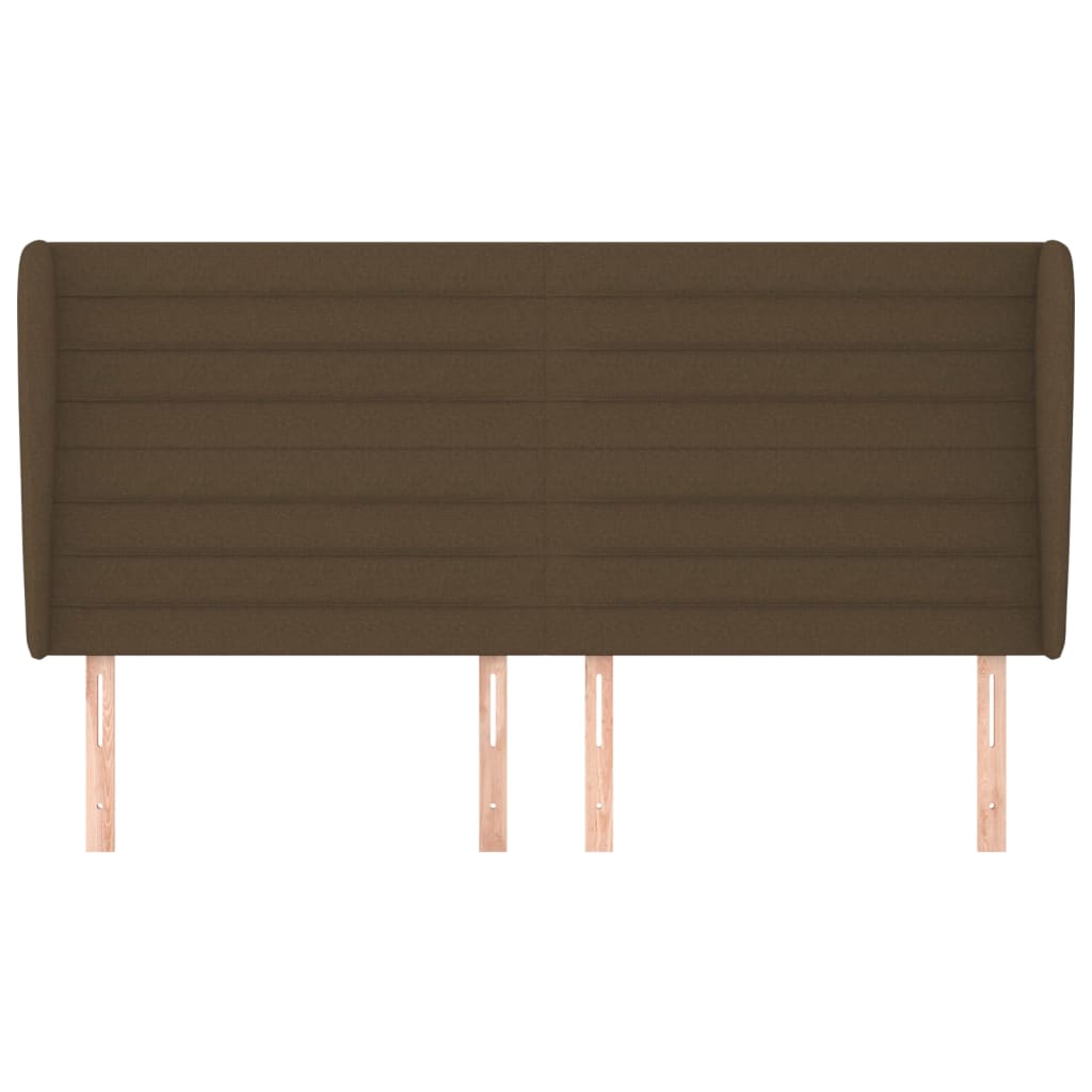 Tête de lit avec oreilles Marron foncé 163x23x118/128 cm Tissu Têtes et pieds de lit vidaXL   