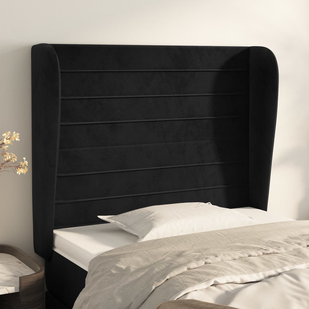 Tête de lit avec oreilles Noir 83x23x118/128 cm Velours Têtes et pieds de lit vidaXL   