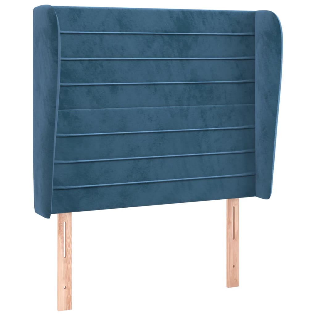 Tête de lit avec oreilles Bleu foncé 83x23x118/128 cm Velours Têtes et pieds de lit vidaXL   