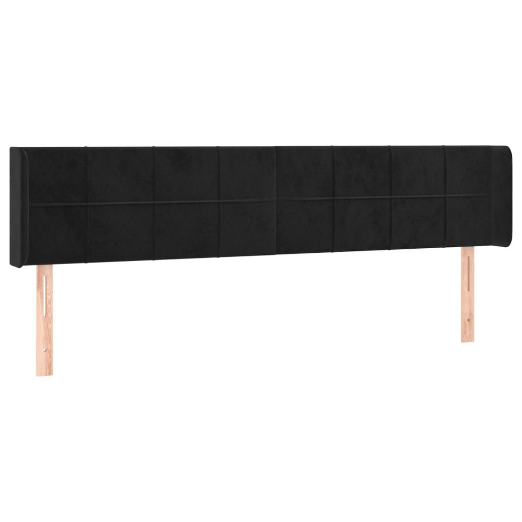 Tête de lit avec oreilles Noir 183x16x78/88 cm Velours Têtes et pieds de lit vidaXL