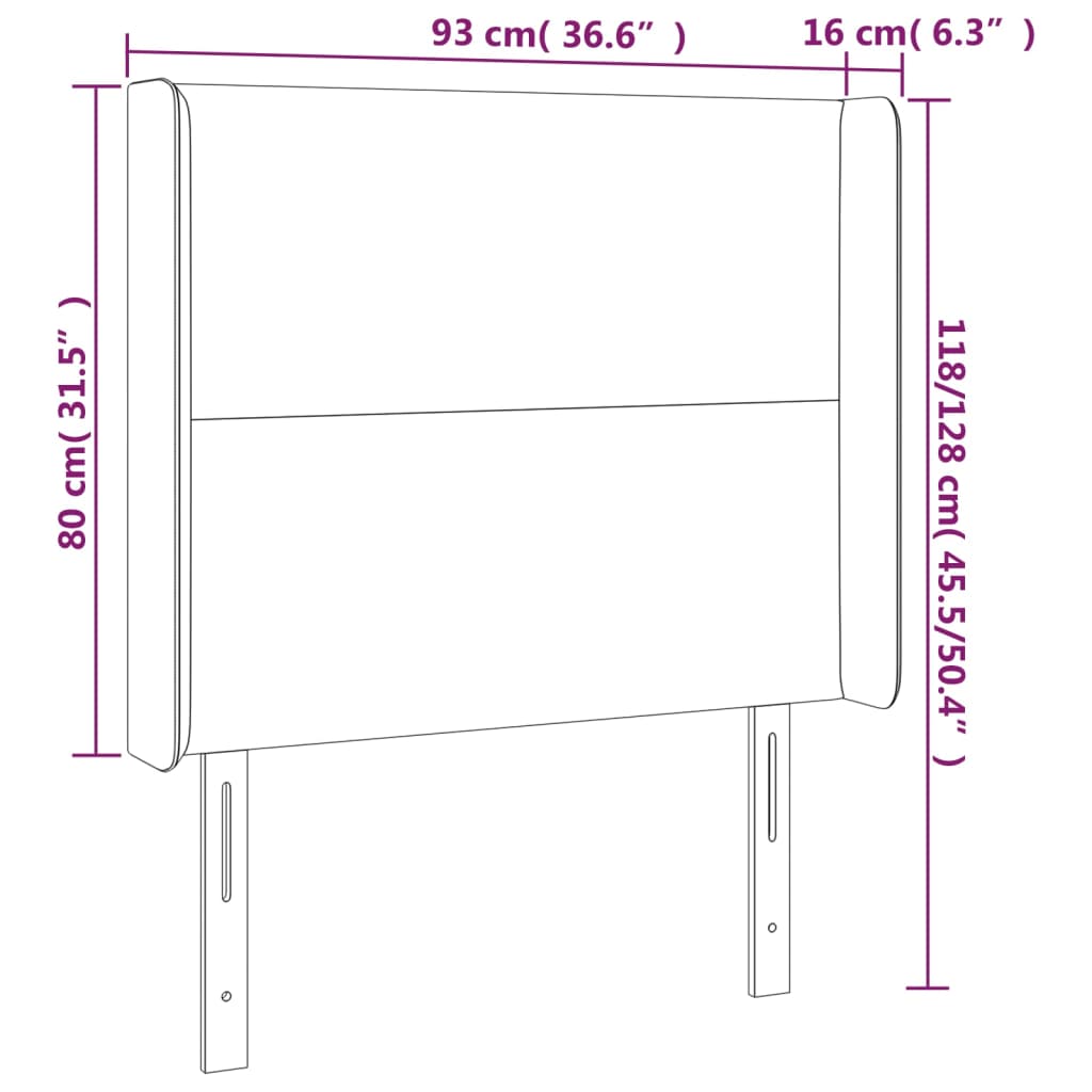 Tête de lit avec oreilles Gris 93x16x118/128 cm Similicuir Têtes et pieds de lit vidaXL   