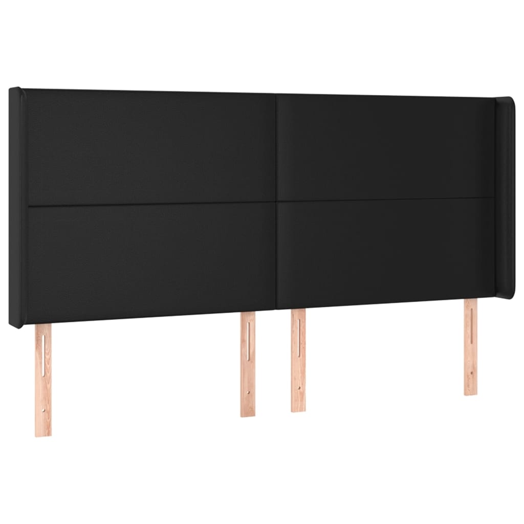 Tête de lit avec oreilles Noir 183x16x118/128 cm Similicuir Têtes et pieds de lit vidaXL   