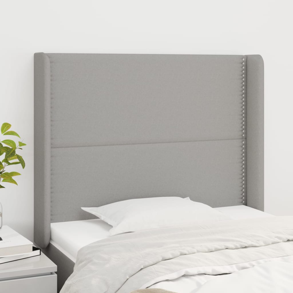 Tête de lit avec oreilles Gris clair 83x16x118/128 cm Tissu Têtes et pieds de lit vidaXL   