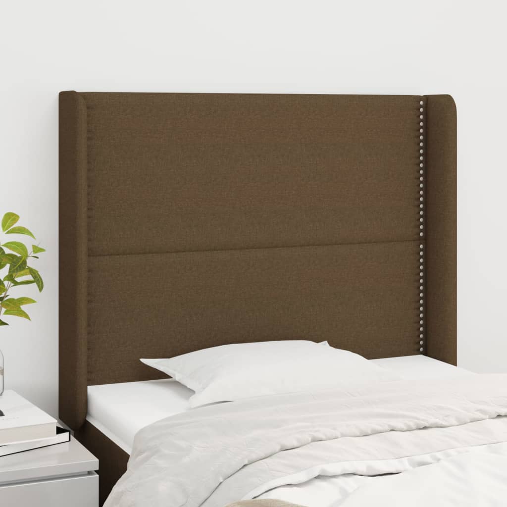 Tête de lit avec oreilles Marron foncé 83x16x118/128 cm Tissu Têtes et pieds de lit vidaXL   