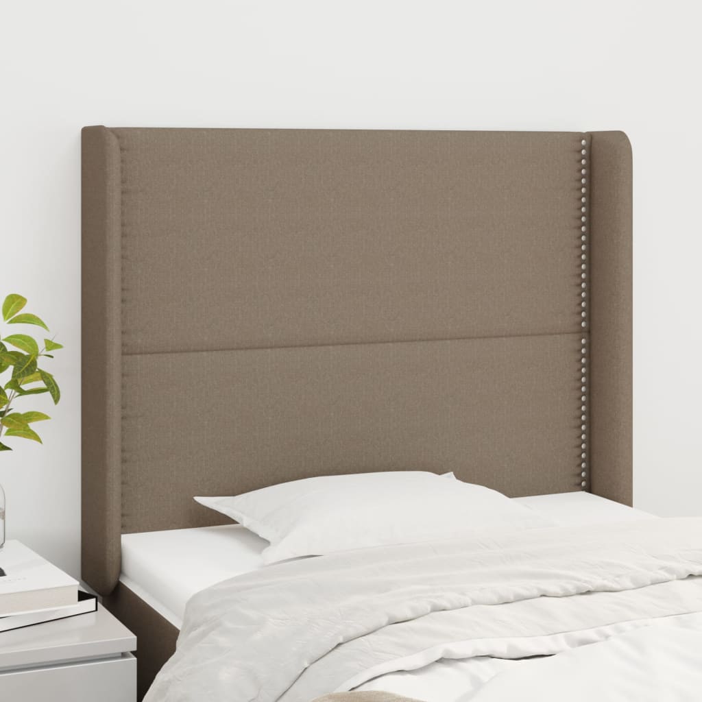 Tête de lit avec oreilles Taupe 93x16x118/128 cm Tissu Têtes et pieds de lit vidaXL   