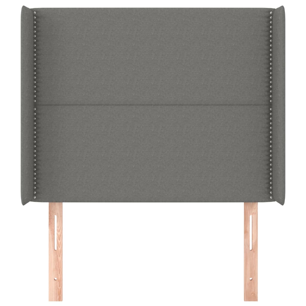 Tête de lit avec oreilles Gris foncé 103x16x118/128 cm Tissu Têtes et pieds de lit vidaXL   