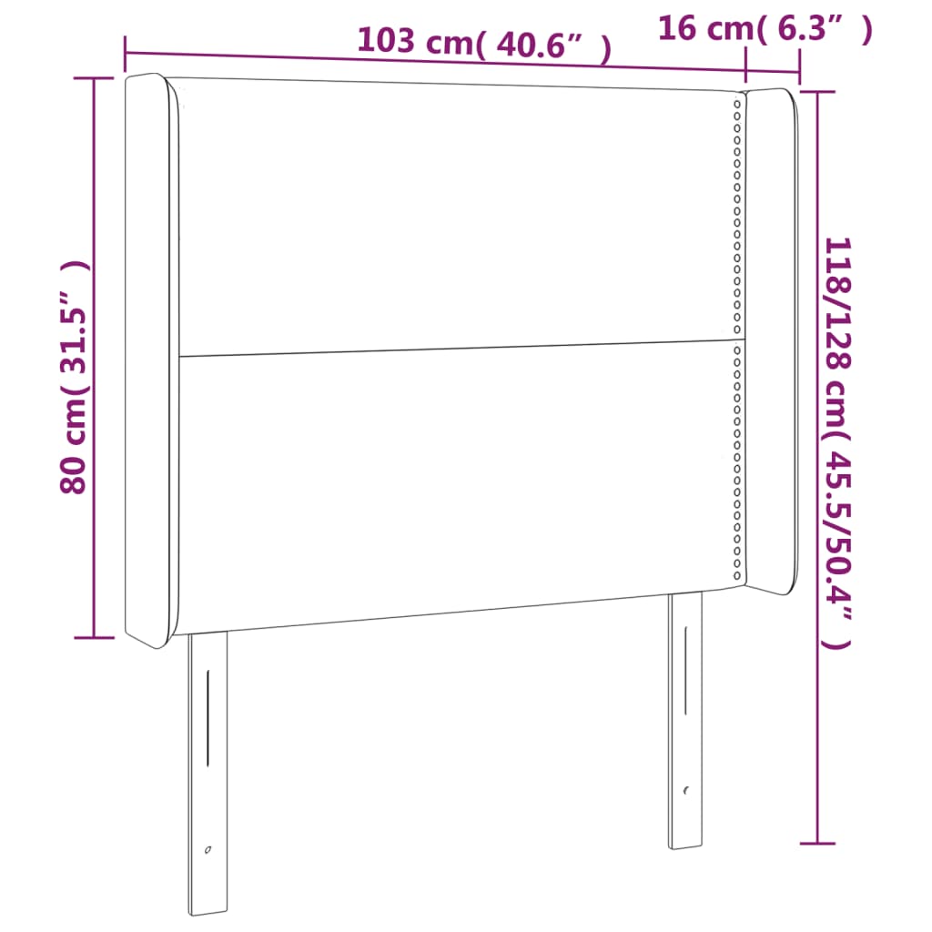 Tête de lit avec oreilles Gris foncé 103x16x118/128 cm Tissu Têtes et pieds de lit vidaXL   