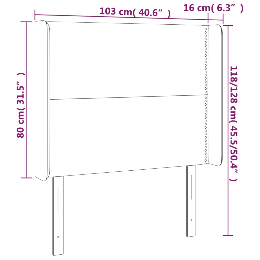 Tête de lit avec oreilles Taupe 103x16x118/128 cm Tissu Têtes et pieds de lit vidaXL   