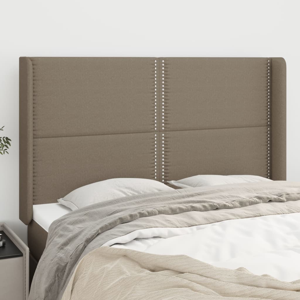 Tête de lit avec oreilles Taupe 147x16x118/128 cm Tissu Têtes et pieds de lit vidaXL   