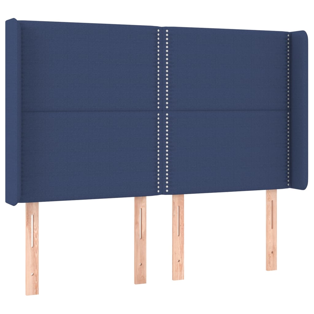 Tête de lit avec oreilles Bleu 147x16x118/128 cm Tissu Têtes et pieds de lit vidaXL   