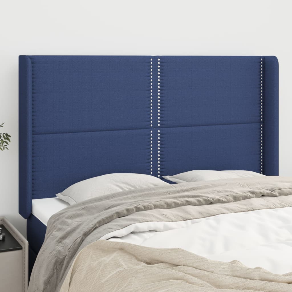 Tête de lit avec oreilles Bleu 147x16x118/128 cm Tissu Têtes et pieds de lit vidaXL   