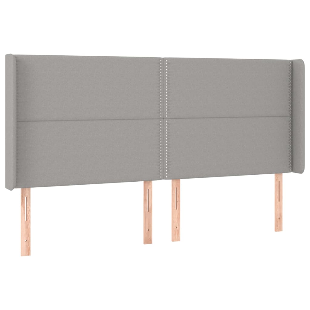 Tête de lit avec oreilles Gris clair 163x16x118/128 cm Tissu Têtes et pieds de lit vidaXL   