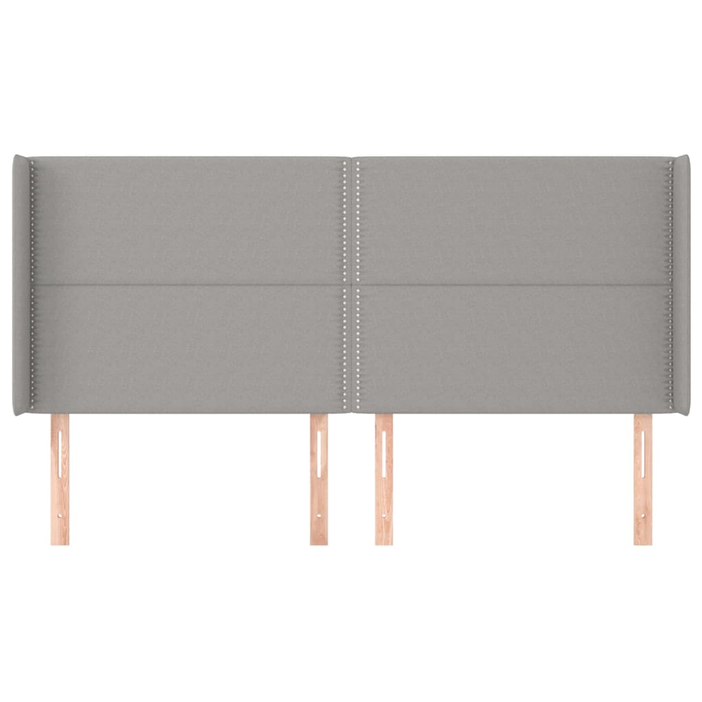 Tête de lit avec oreilles Gris clair 163x16x118/128 cm Tissu Têtes et pieds de lit vidaXL   