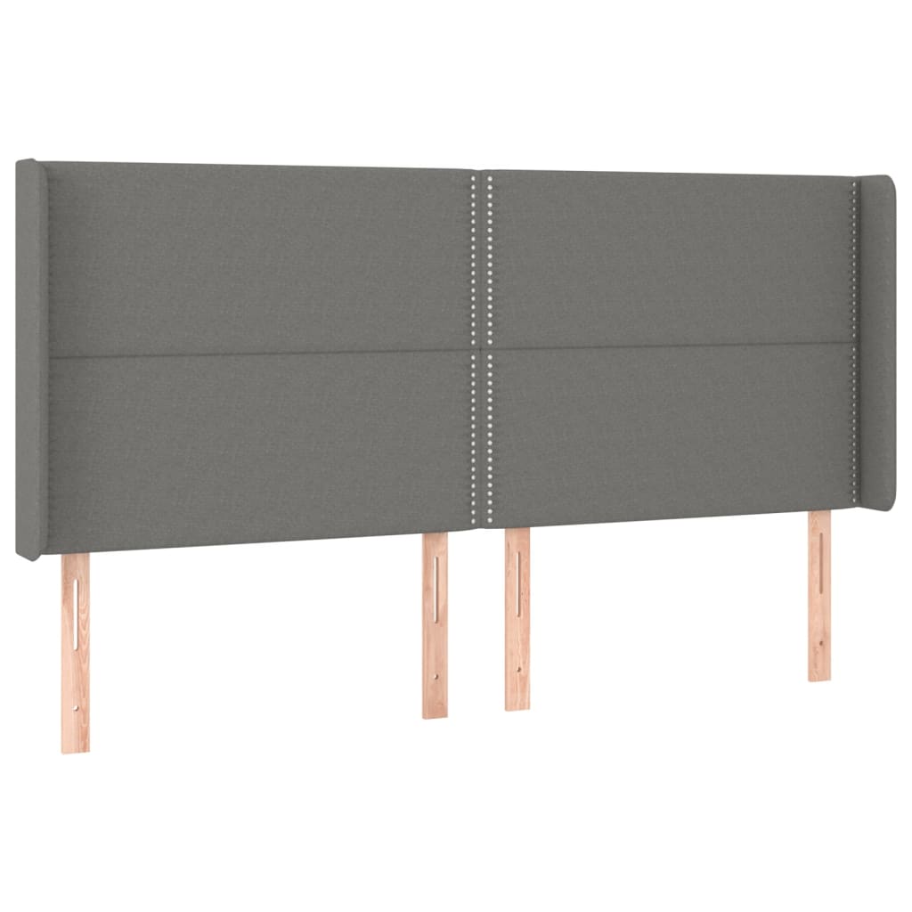 Tête de lit avec oreilles Gris foncé 163x16x118/128 cm Tissu Têtes et pieds de lit vidaXL   