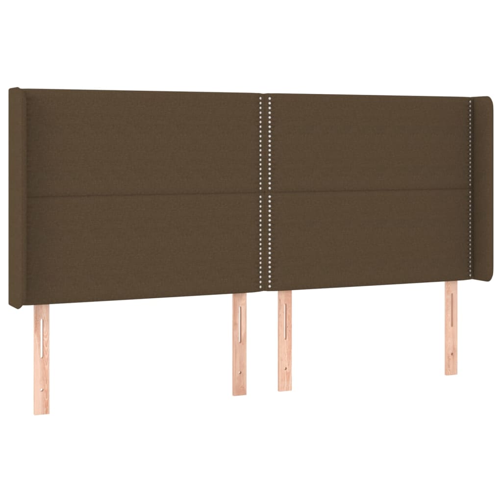 Tête de lit avec oreilles Marron foncé 163x16x118/128 cm Tissu Têtes et pieds de lit vidaXL   