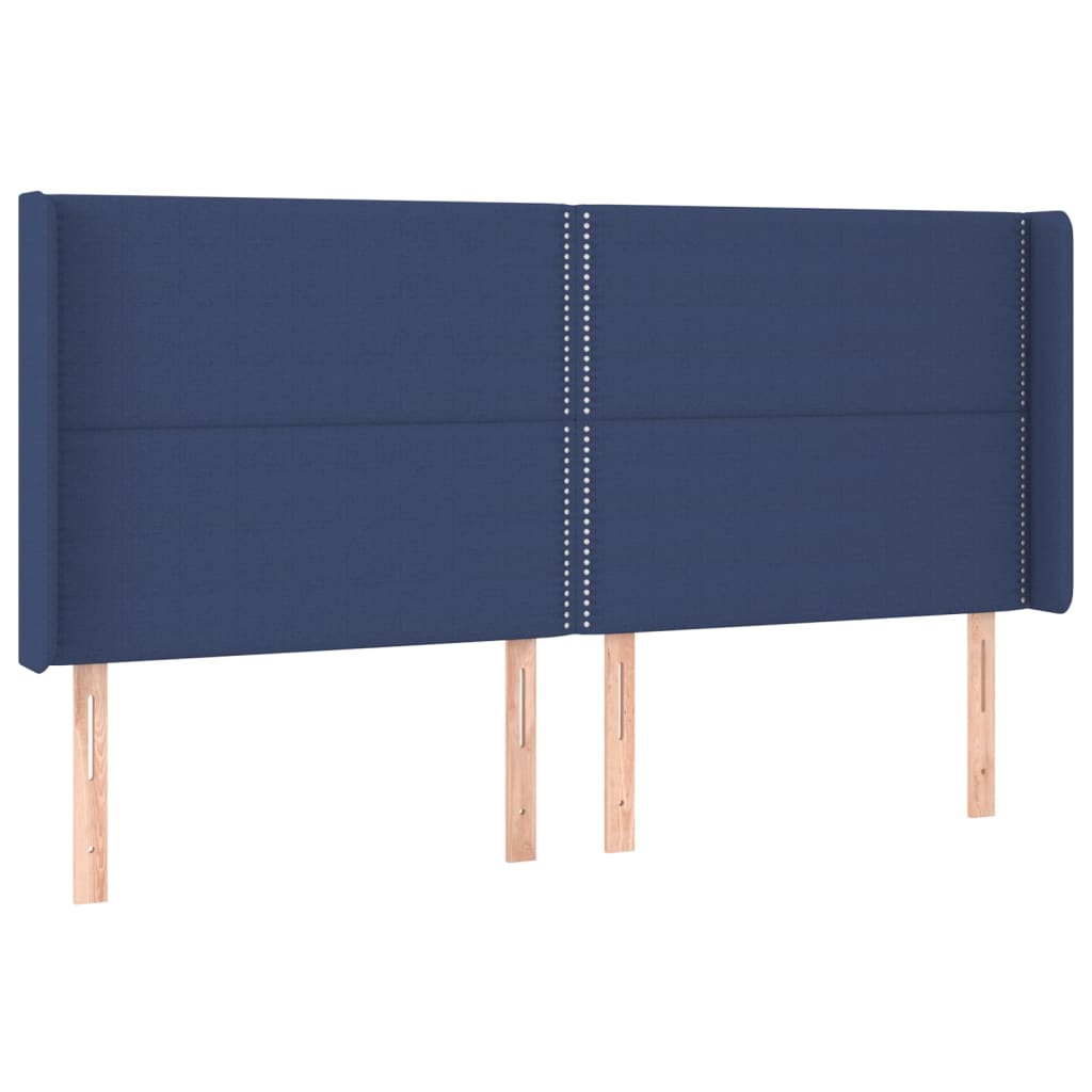 Tête de lit avec oreilles Bleu 163x16x118/128 cm Tissu Têtes et pieds de lit vidaXL   