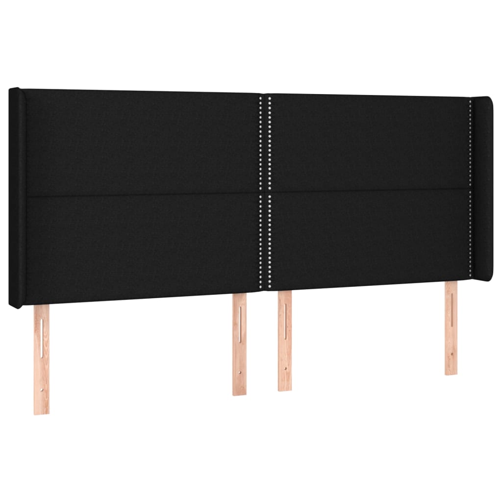 Tête de lit avec oreilles Noir 203x16x118/128 cm Tissu Têtes et pieds de lit vidaXL   