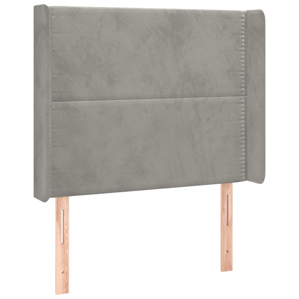 Tête de lit avec oreilles Gris clair 83x16x118/128 cm Velours Têtes et pieds de lit vidaXL   