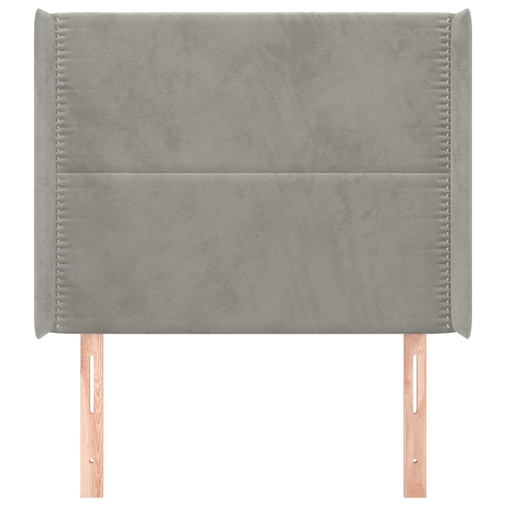 Tête de lit avec oreilles Gris clair 83x16x118/128 cm Velours Têtes et pieds de lit vidaXL   