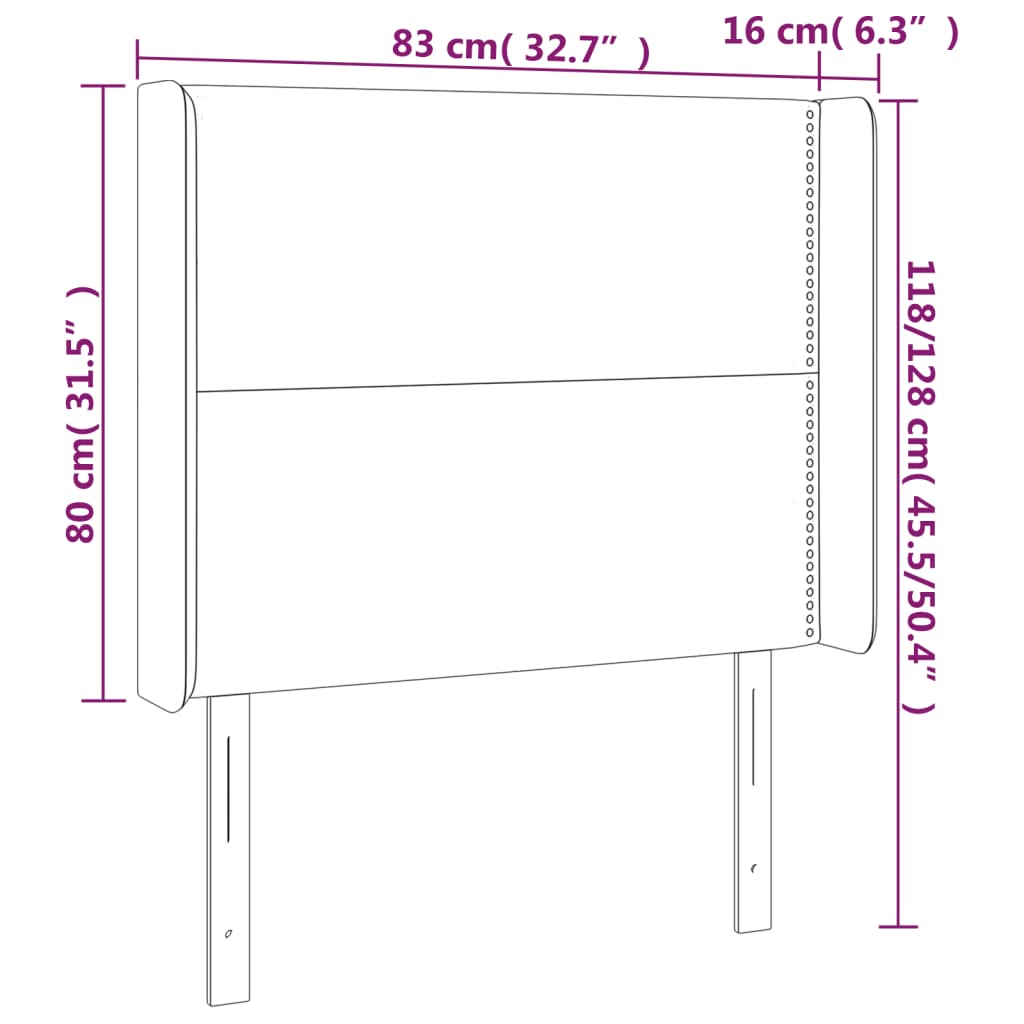 Tête de lit avec oreilles Gris clair 83x16x118/128 cm Velours Têtes et pieds de lit vidaXL   