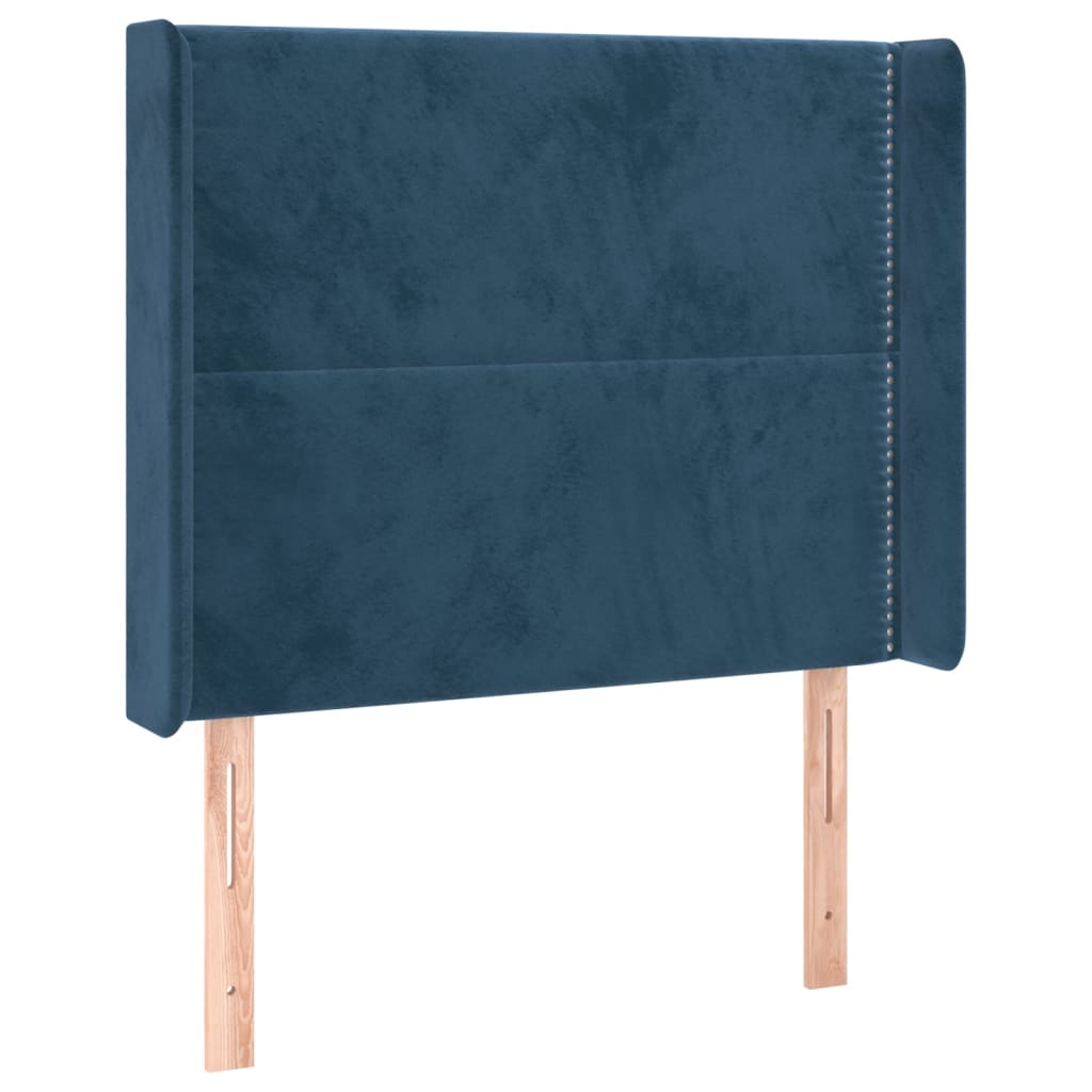 Tête de lit avec oreilles Bleu foncé 83x16x118/128 cm Velours Têtes et pieds de lit vidaXL   