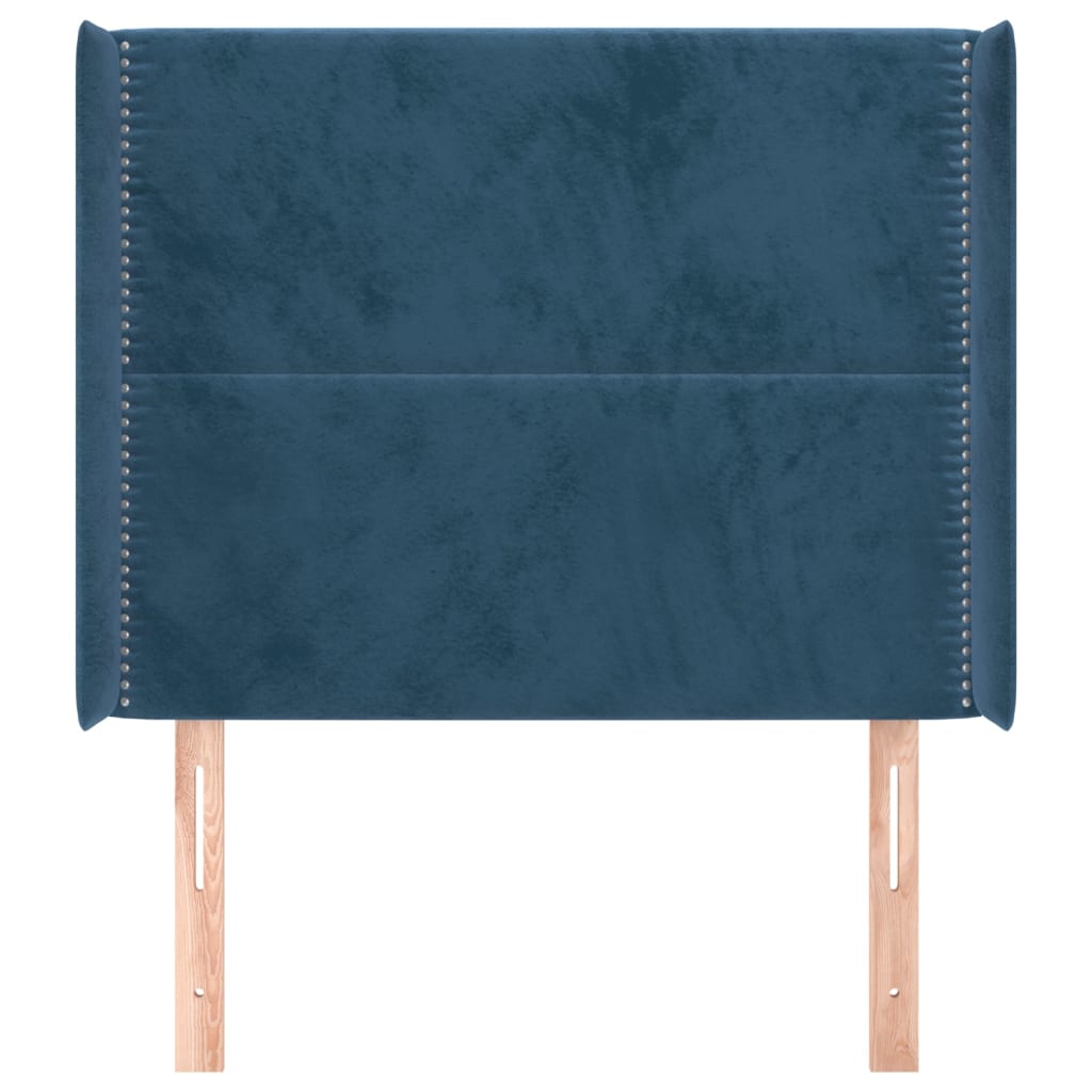 Tête de lit avec oreilles Bleu foncé 83x16x118/128 cm Velours Têtes et pieds de lit vidaXL   