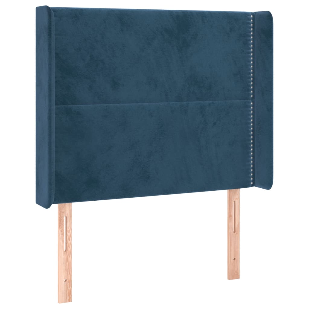 Tête de lit avec oreilles Bleu foncé 93x16x118/128 cm Velours Têtes et pieds de lit vidaXL   