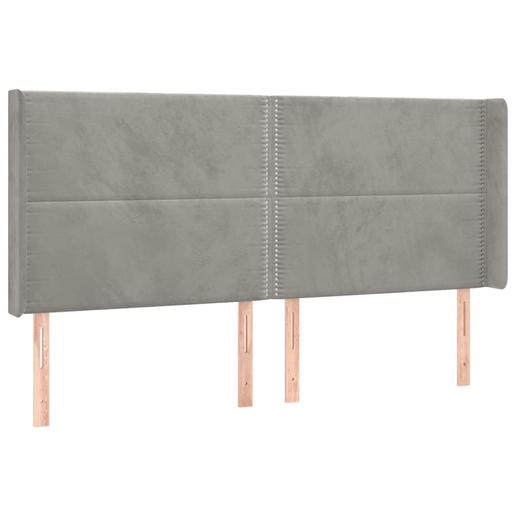 Tête de lit avec oreilles Gris clair 203x16x118/128 cm Velours Têtes et pieds de lit vidaXL   