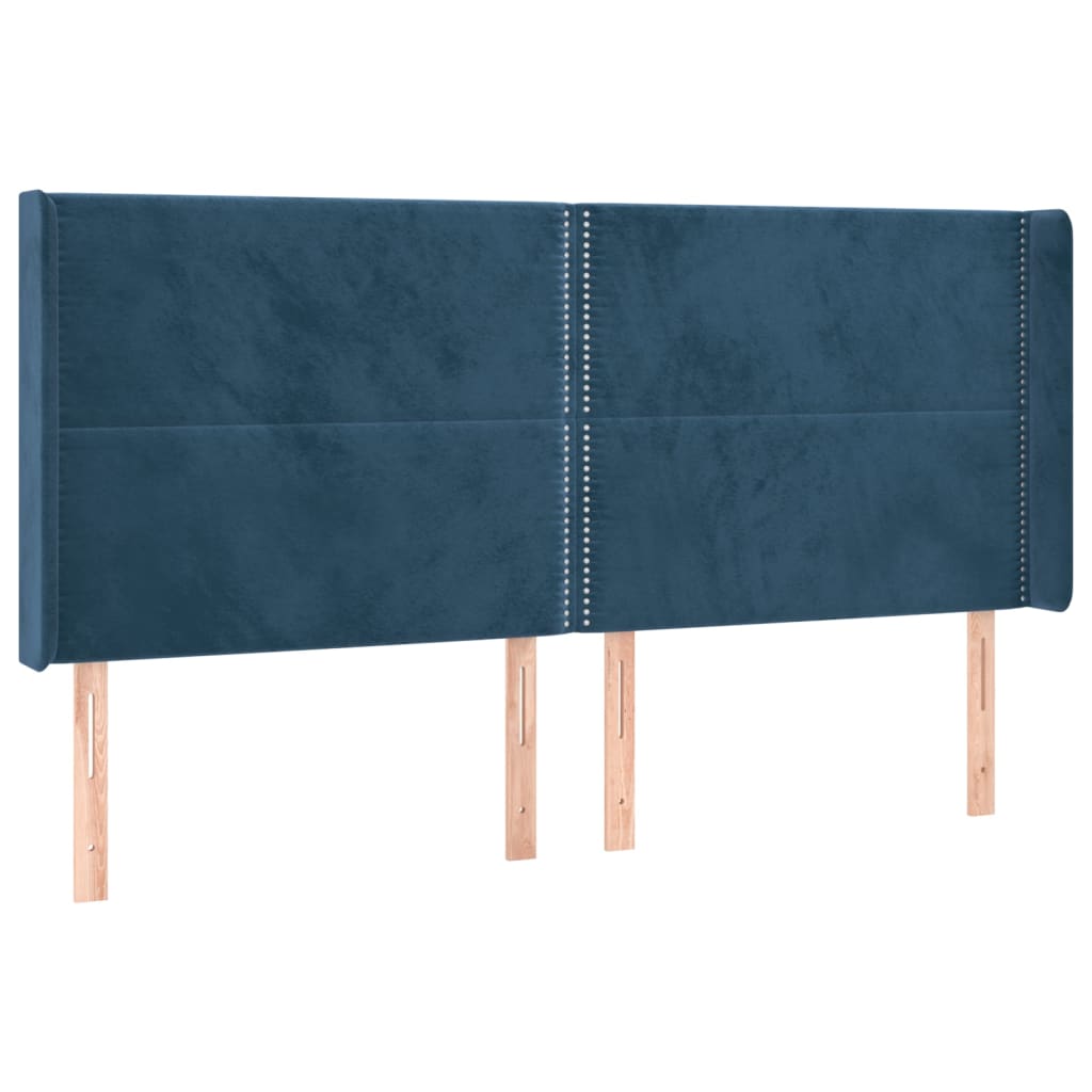 Tête de lit avec oreilles Bleu foncé 203x16x118/128 cm Velours Têtes et pieds de lit vidaXL   