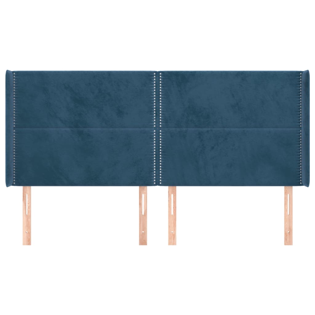 Tête de lit avec oreilles Bleu foncé 203x16x118/128 cm Velours Têtes et pieds de lit vidaXL   