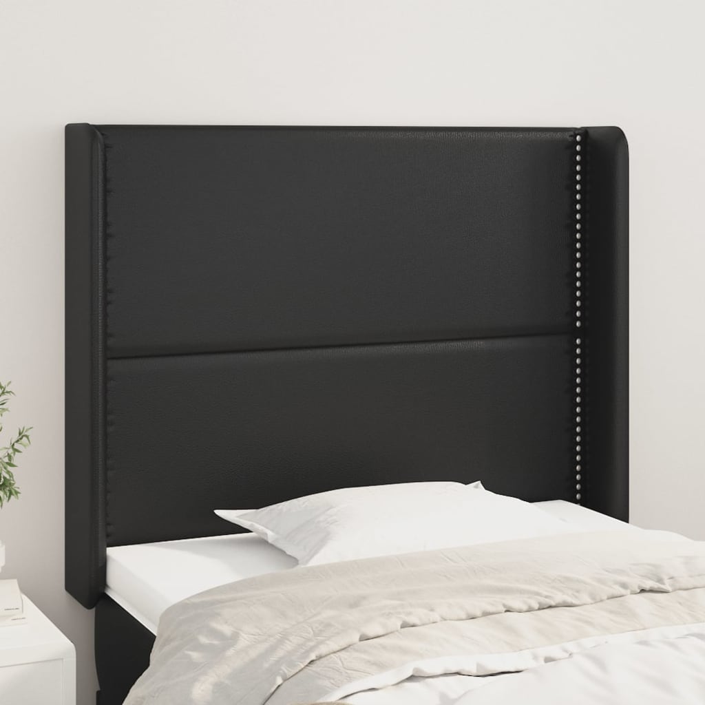 Tête de lit avec oreilles Noir 93x16x118/128 cm Similicuir Têtes et pieds de lit vidaXL   