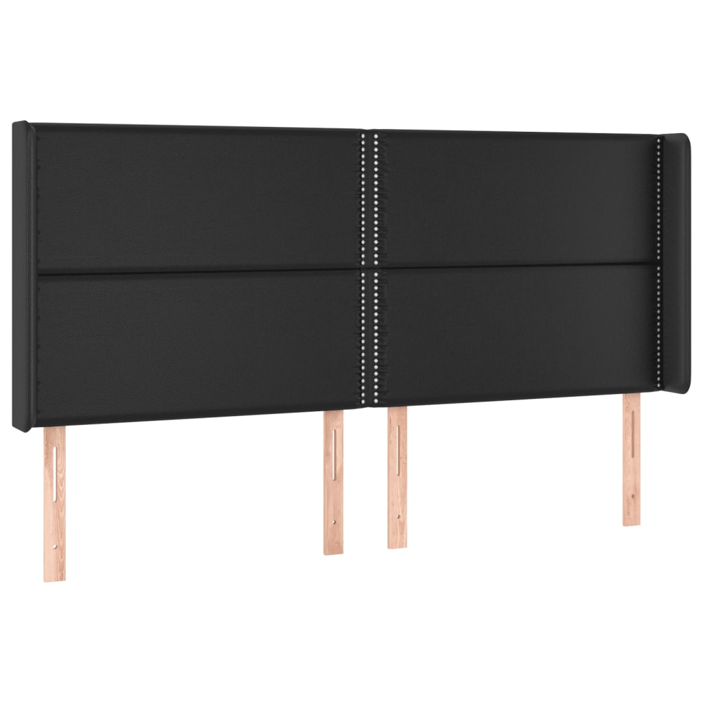 Tête de lit avec oreilles Noir 163x16x118/128 cm Similicuir Têtes et pieds de lit vidaXL   