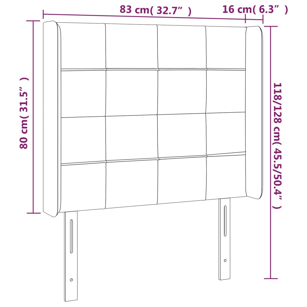 Tête de lit avec oreilles Gris clair 83x16x118/128 cm Tissu Têtes et pieds de lit vidaXL   