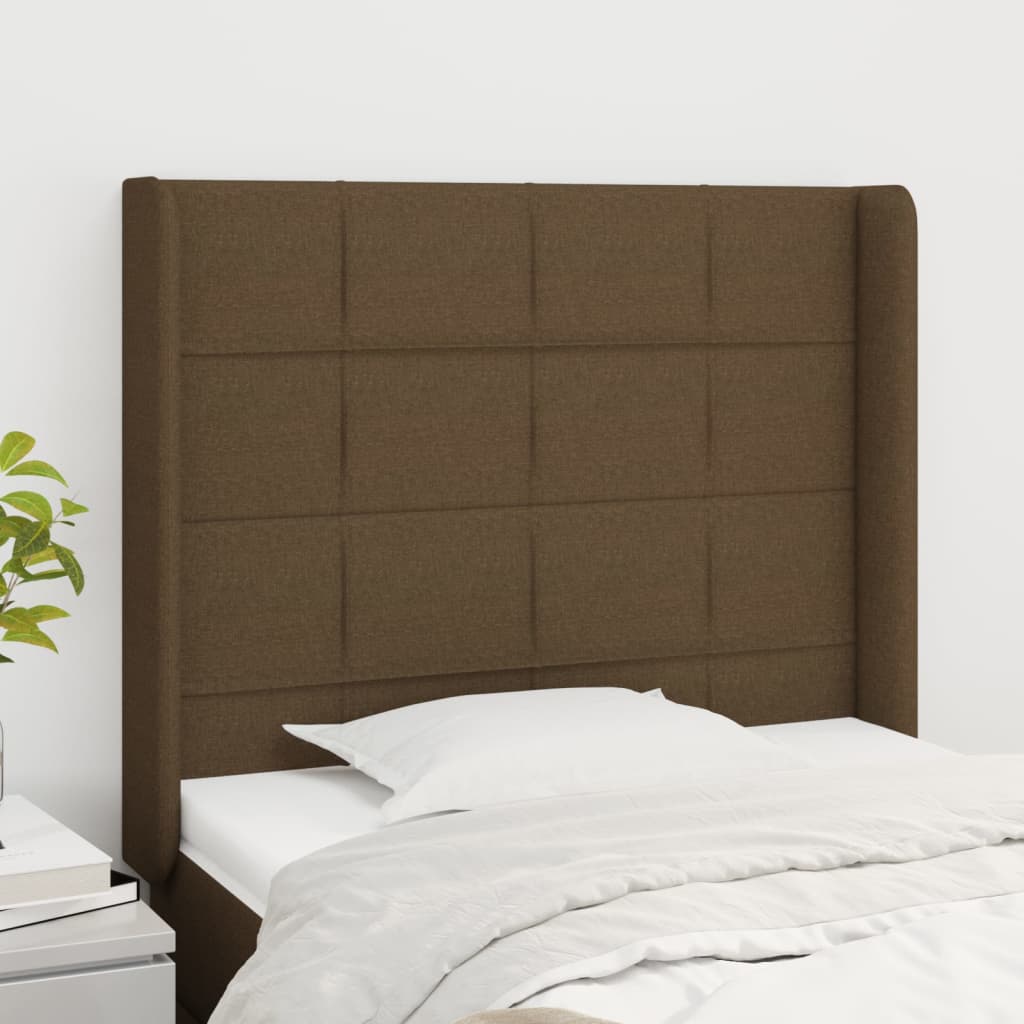 Tête de lit avec oreilles Marron foncé 83x16x118/128 cm Tissu Têtes et pieds de lit vidaXL