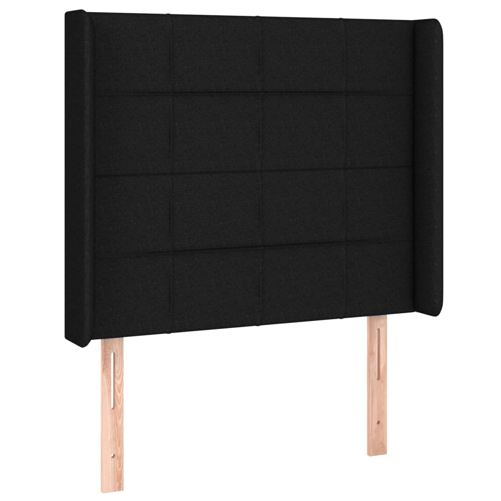 Tête de lit avec oreilles Noir 93x16x118/128 cm Tissu Têtes et pieds de lit vidaXL   