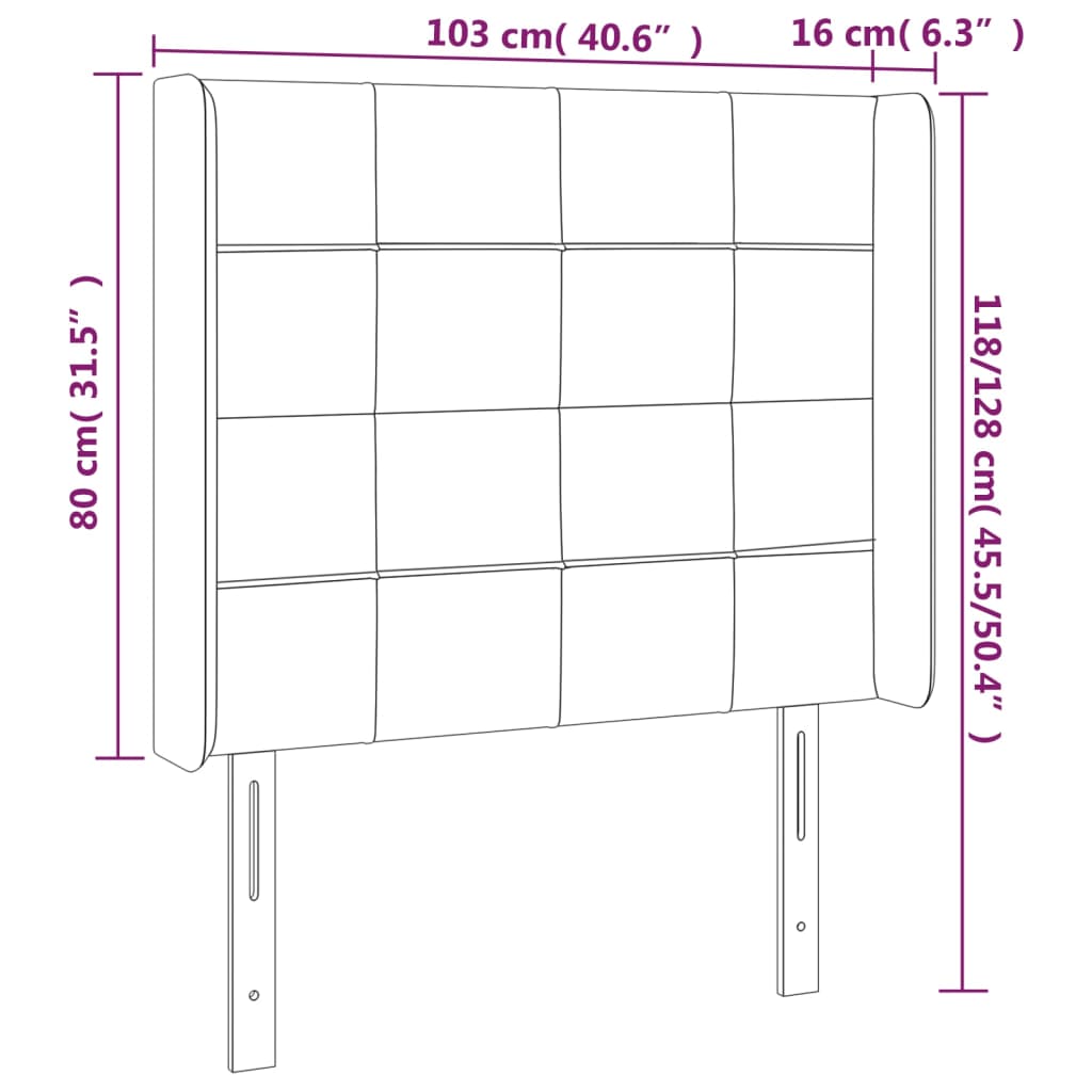 Tête de lit avec oreilles Gris clair 103x16x118/128 cm Tissu Têtes et pieds de lit vidaXL   