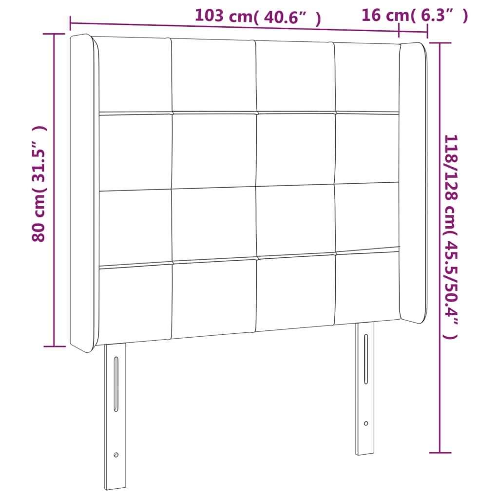 Tête de lit avec oreilles Bleu 103x16x118/128 cm Tissu Têtes et pieds de lit vidaXL   