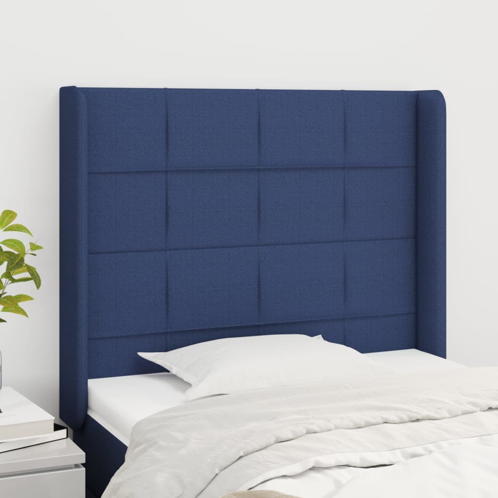 Tête de lit avec oreilles Bleu 103x16x118/128 cm Tissu Têtes et pieds de lit vidaXL   