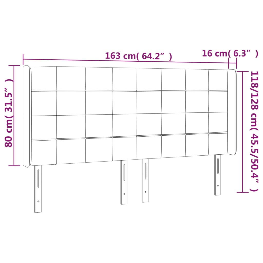 Tête de lit avec oreilles Taupe 163x16x118/128 cm Tissu Têtes et pieds de lit vidaXL