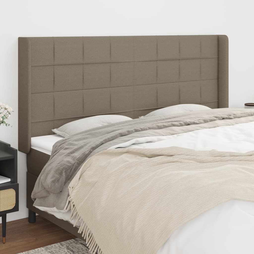 Tête de lit avec oreilles Taupe 163x16x118/128 cm Tissu Têtes et pieds de lit vidaXL