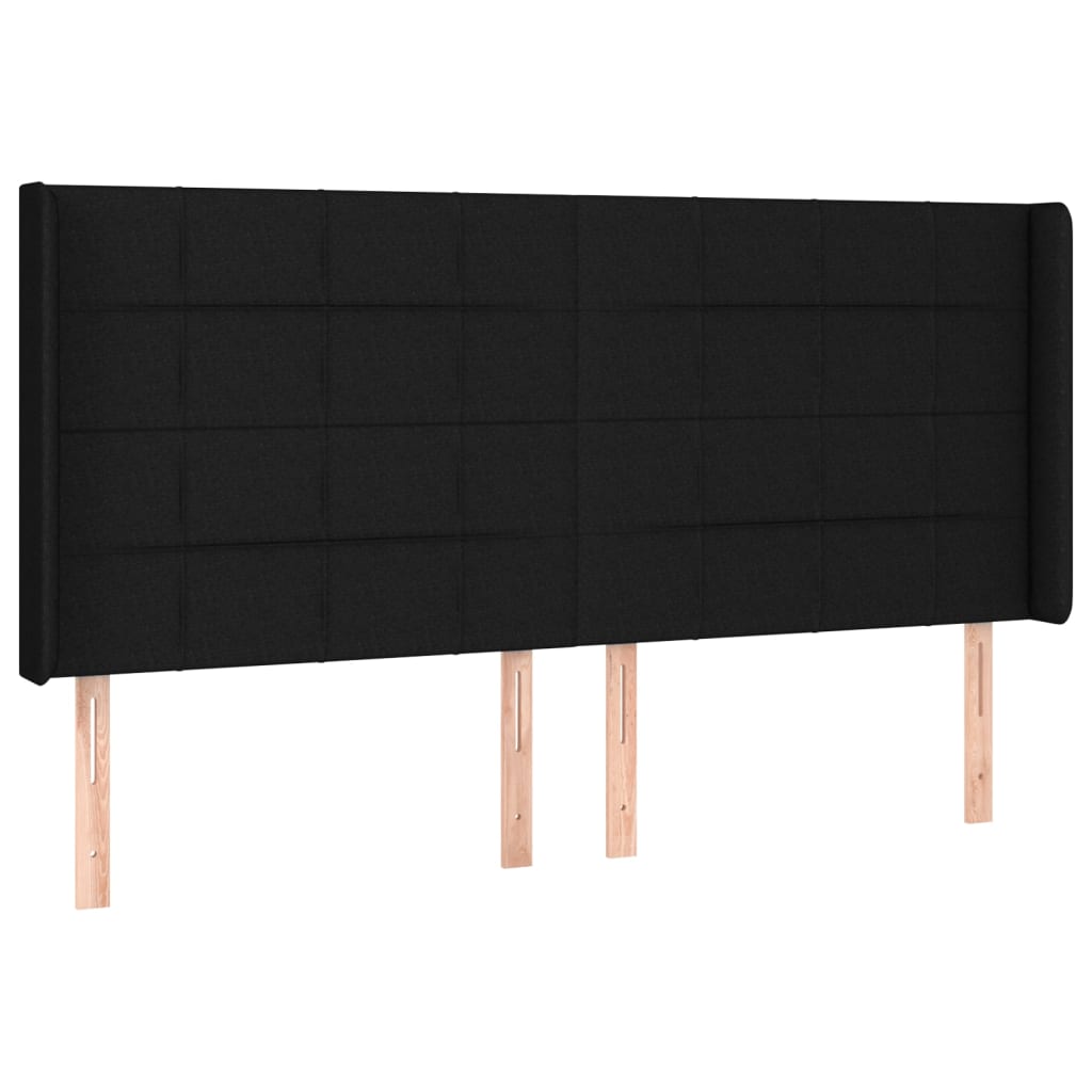 Tête de lit avec oreilles Noir 183x16x118/128 cm Tissu Têtes et pieds de lit vidaXL   