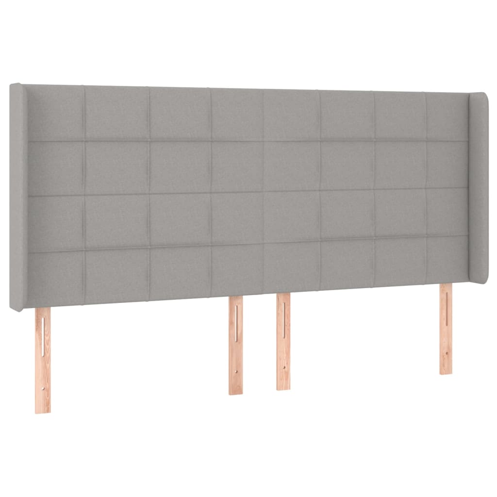 Tête de lit avec oreilles Gris clair 203x16x118/128 cm Tissu Têtes et pieds de lit vidaXL   