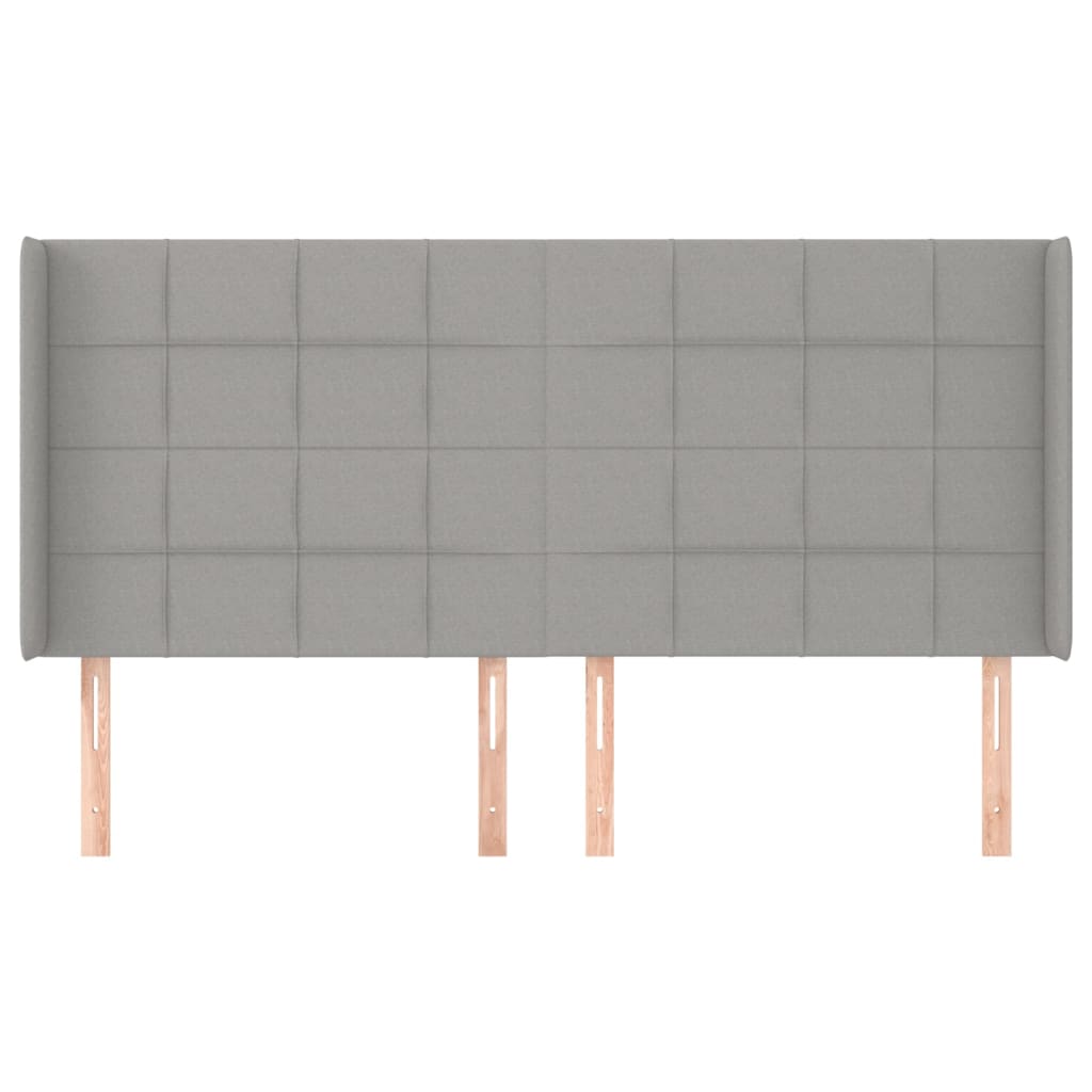 Tête de lit avec oreilles Gris clair 203x16x118/128 cm Tissu Têtes et pieds de lit vidaXL   