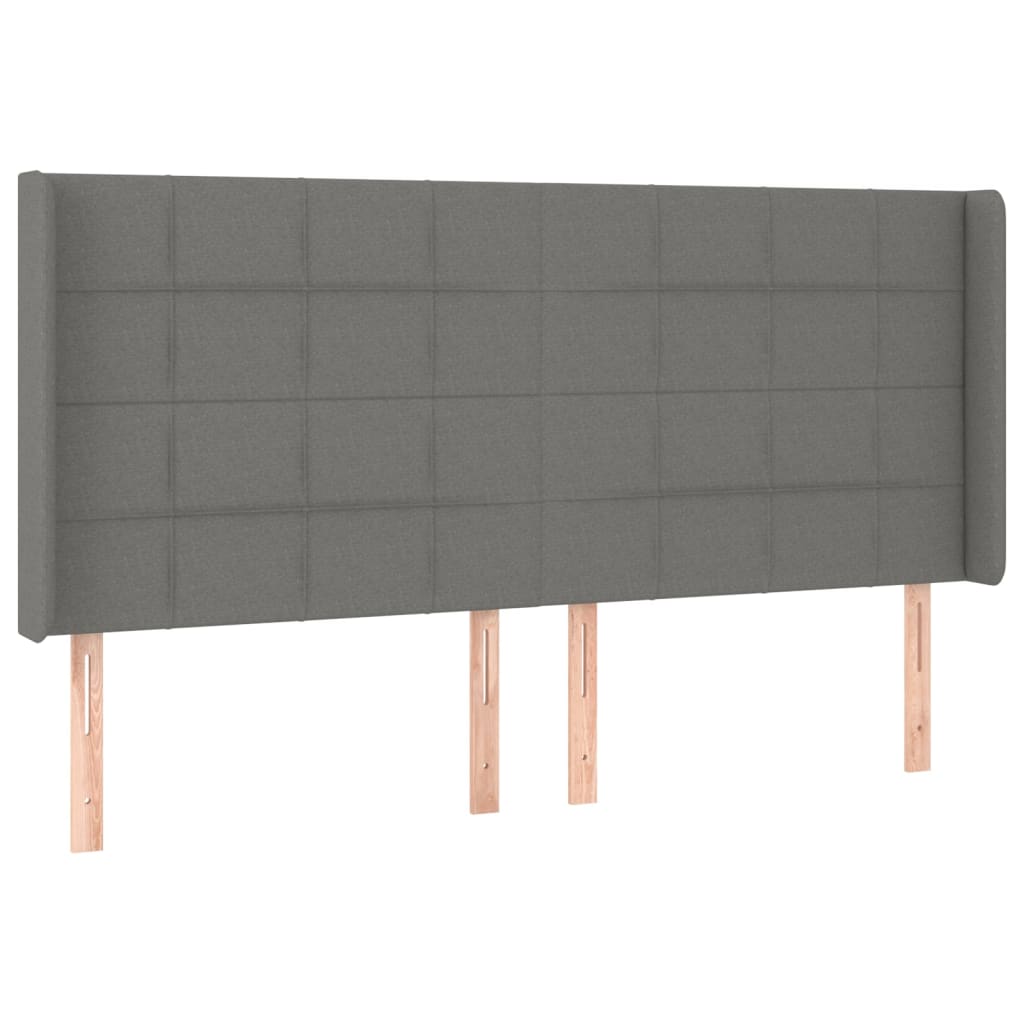 Tête de lit avec oreilles Gris foncé 203x16x118/128 cm Tissu Têtes et pieds de lit vidaXL   