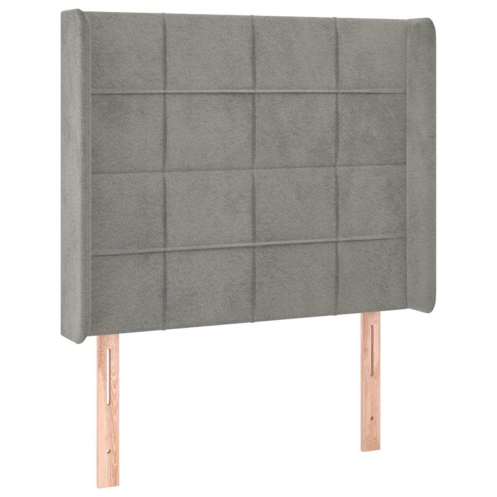 Tête de lit avec oreilles Gris clair 83x16x118/128 cm Velours Têtes et pieds de lit vidaXL   