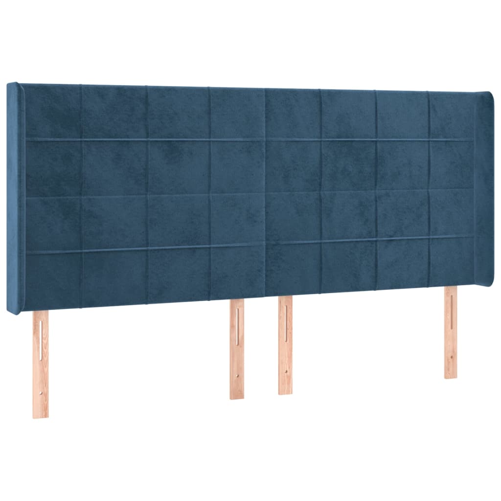 Tête de lit avec oreilles Bleu foncé 203x16x118/128 cm Velours Têtes et pieds de lit vidaXL