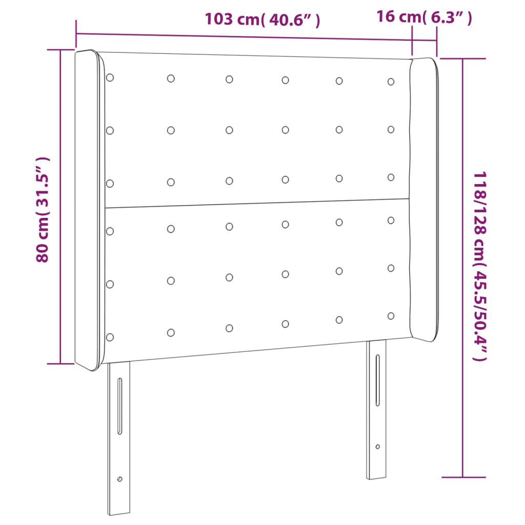 Tête de lit avec oreilles Noir 103x16x118/128 cm Similicuir Têtes et pieds de lit vidaXL   