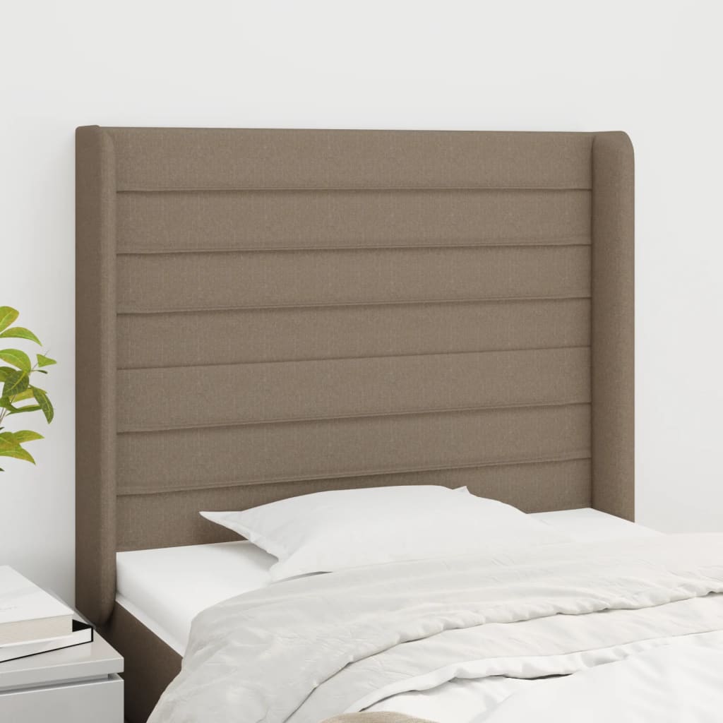 Tête de lit avec oreilles Taupe 103x16x118/128 cm Tissu Têtes et pieds de lit vidaXL   