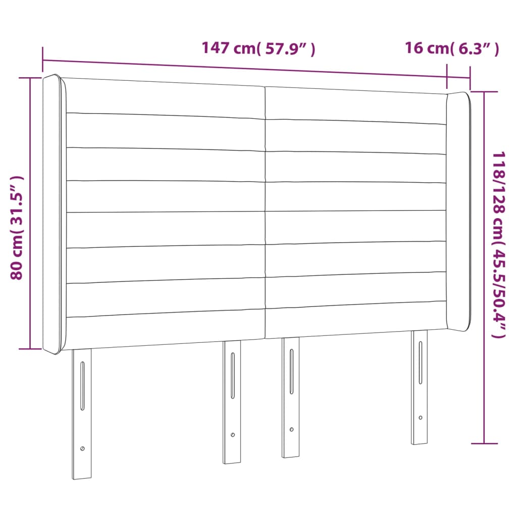 Tête de lit avec oreilles Crème 147x16x118/128 cm Tissu Têtes et pieds de lit vidaXL   